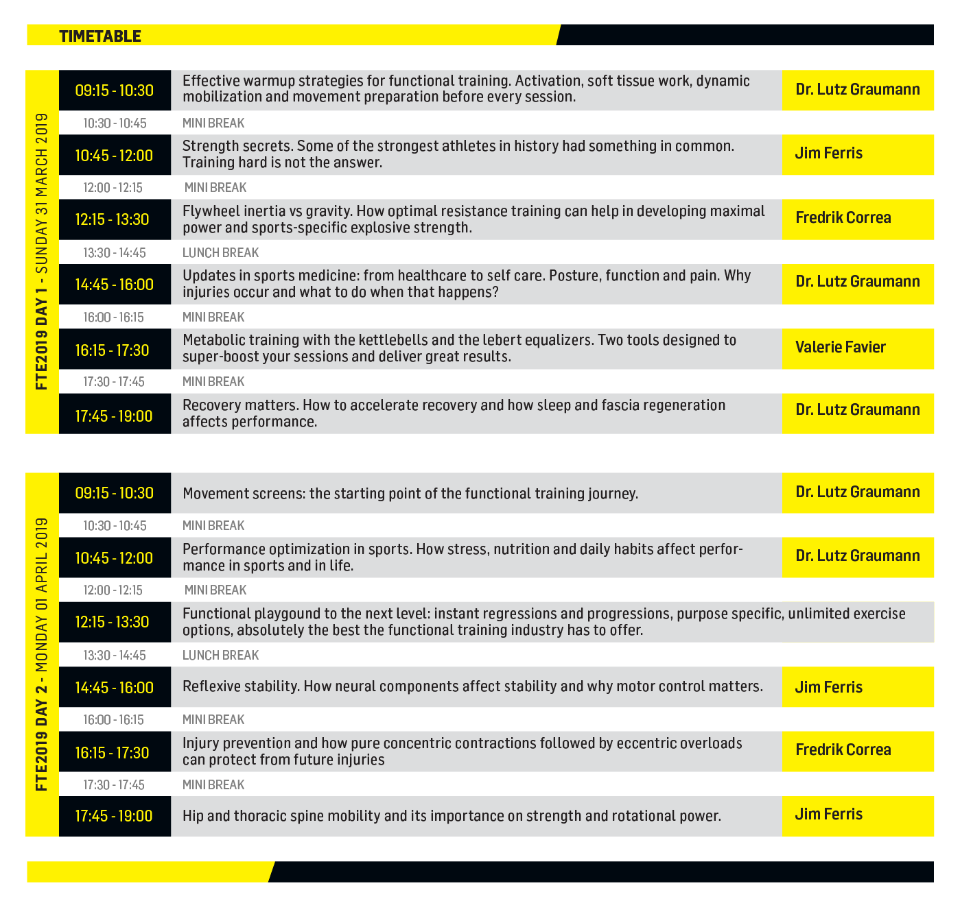 FTE2019 TIMETABLE